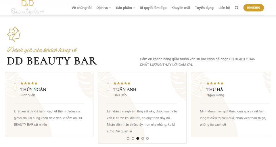 Đánh giá và phản hồi tích cực từ khách hàng tại spa nặn mụn gần đây - D.D Beauty Bar